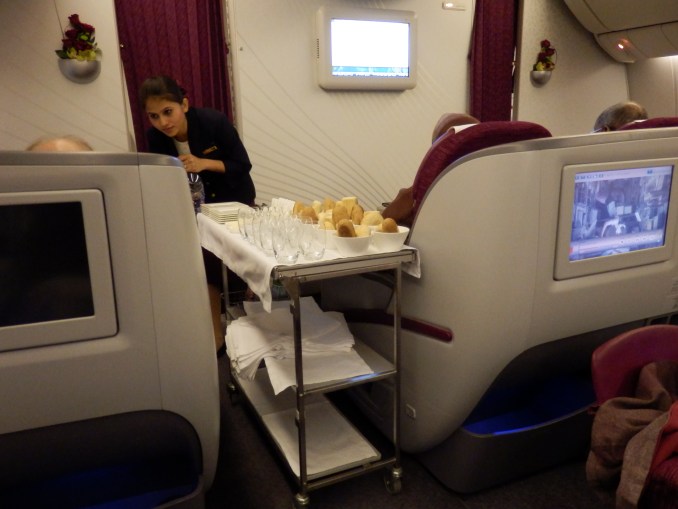 BREAD BASKETS ARE OFFERED TO ALL BUSINESS CLASS PASSANGERS